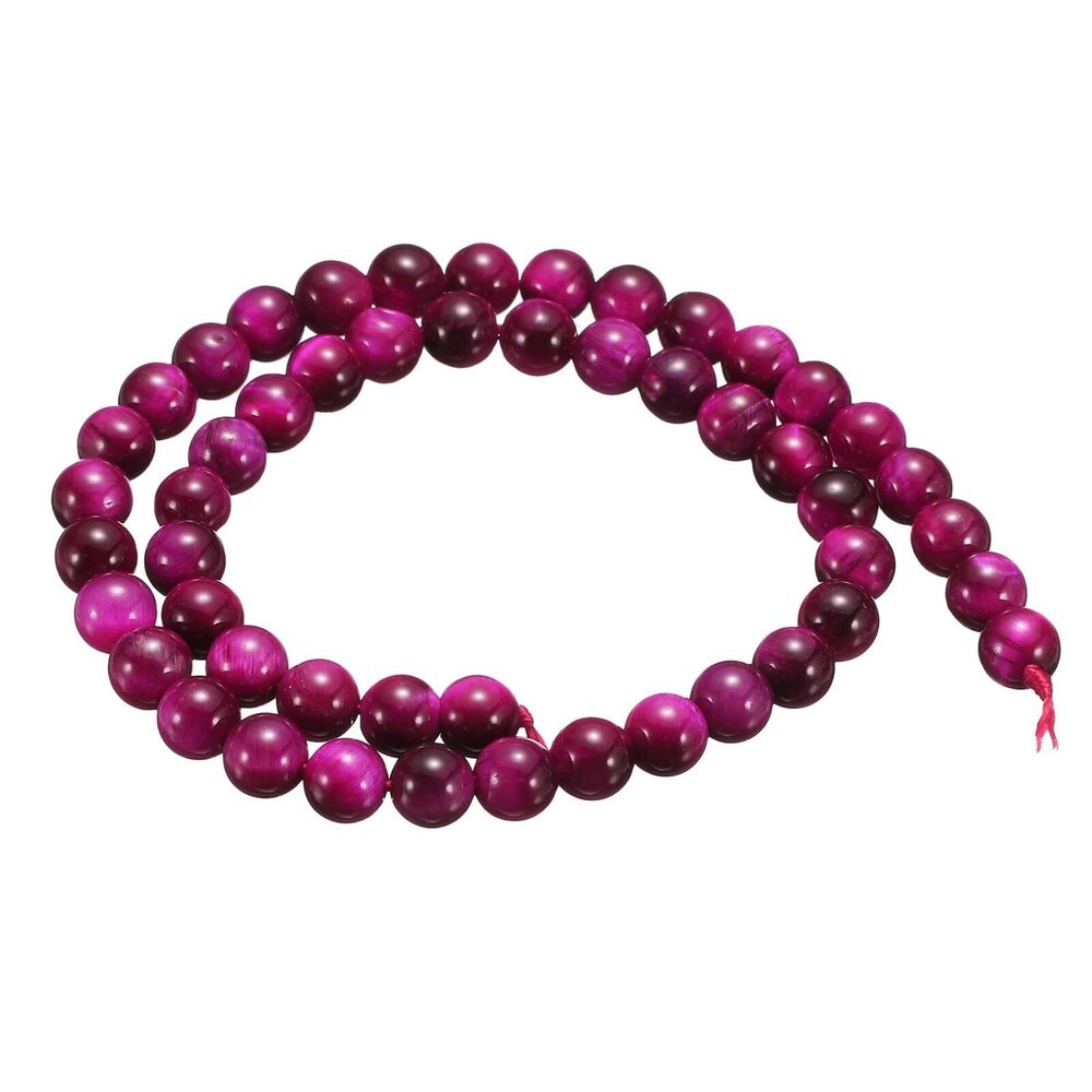 2239 100pcs Natural Stone Beads 6mm Magenta Tiger Eye Round Gemstone Stone